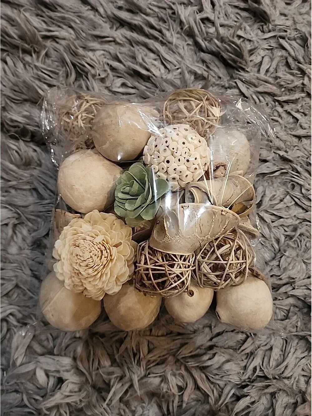 Wicker Rattan Nuts Collection of Table Centerpiece Decor Decorative Spheres